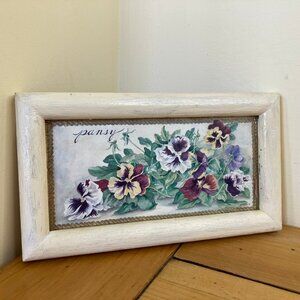 Pansy Flower E Martin Framed Art Print Vintage Frame Floral Artwork 4.5x8"